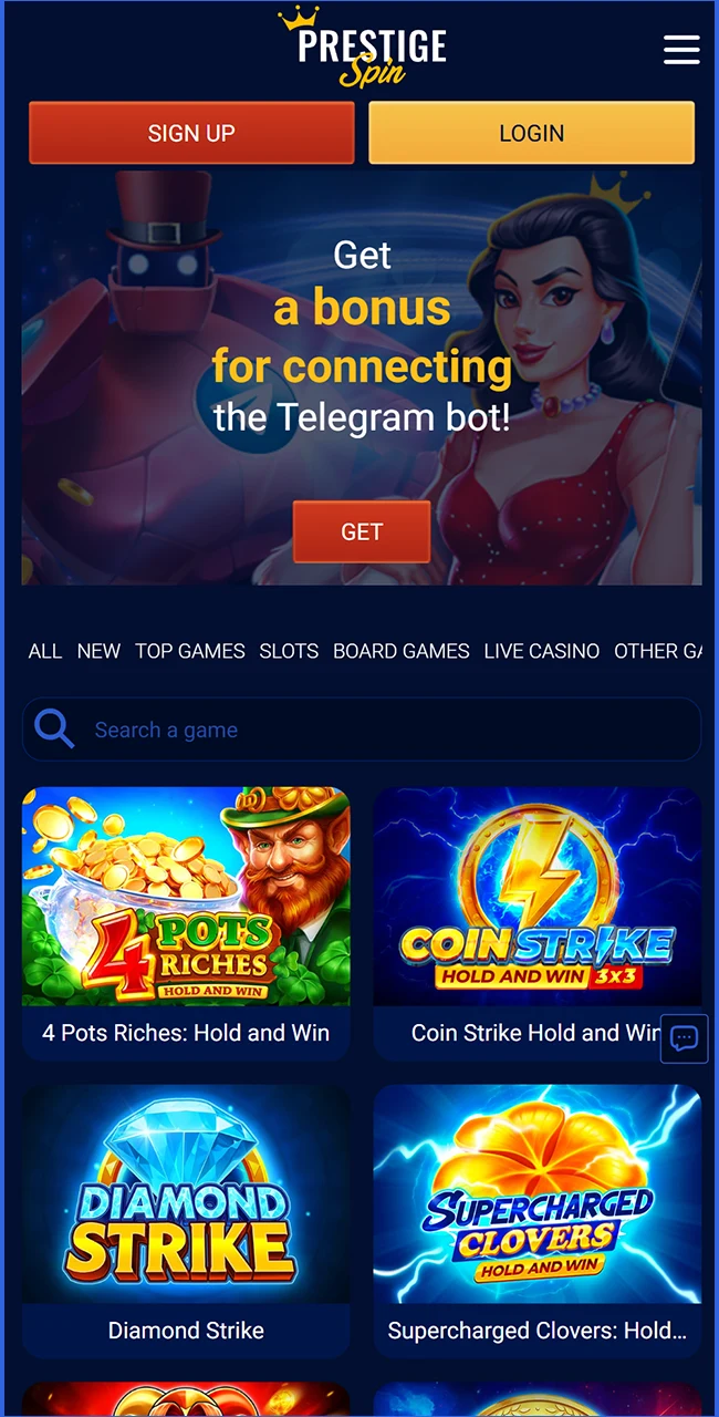 Explore top casino games on the official Prestige Spin website now.