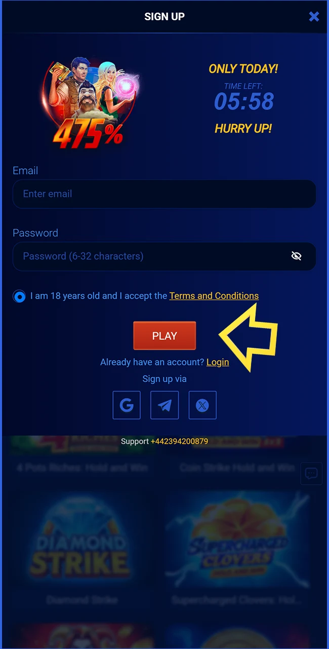 Create your live casino profile on the official Prestige Spin website.